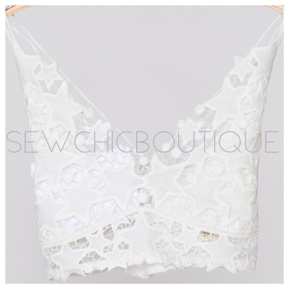 Star Shape Crochet Mesh Lace Bralette Ivory - Picture 4 of 8